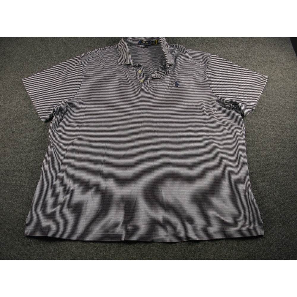 Polo Ralph Lauren Mens XXL Classic Fit Striped Short Sleeve Polo Shirt Blue 2127